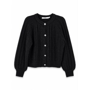 b+ab Black Cable Knit Oversized Button-Front Sweater - Size Small